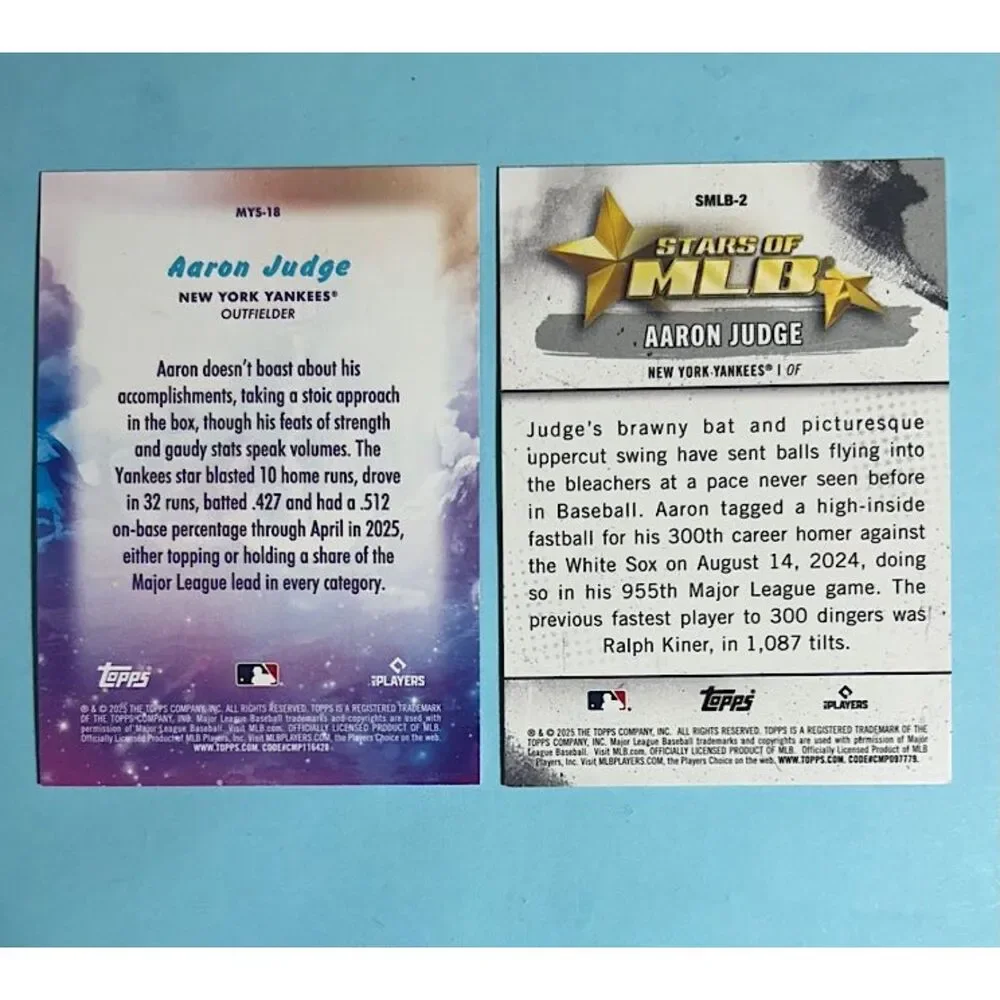 (2) Topps 2025 Aaron Judge NY Yankees cards,Mystical Insert & Stars of MLB